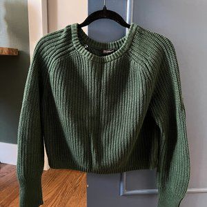 American Apparel Fisherman Cropped Green Sweater